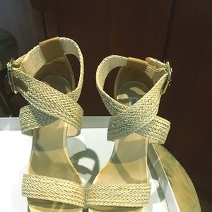 Tan Cork Wedge with Ankle /strap